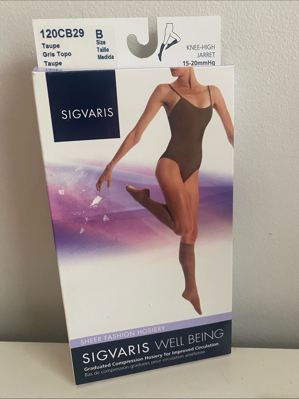 SIGVARIS Taupe Knee-High Compression Hosiery New Size B 15-20 mmHg
